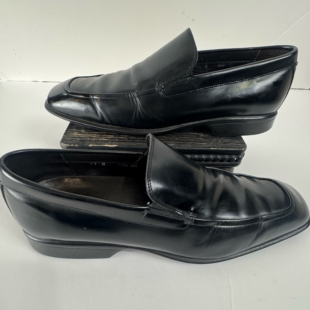 Donald J Pliner Italy Black Leather Penny Loafers Men's 11 Dress Shoes
